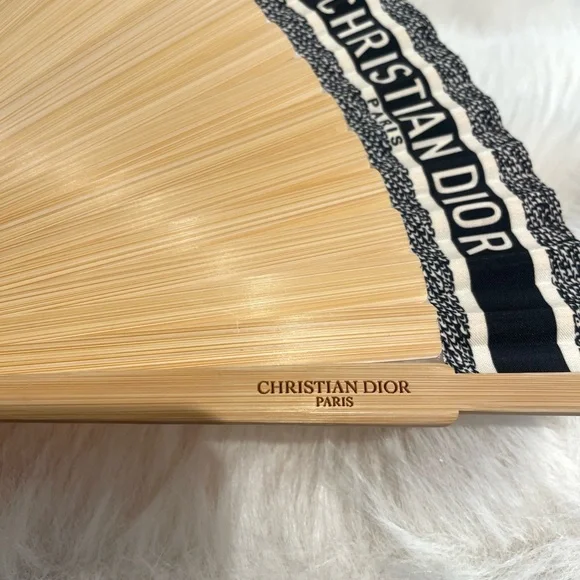 RARE Christian Dior DIORIVIERA Folding Fan Navy Black - Picture 2 of 5